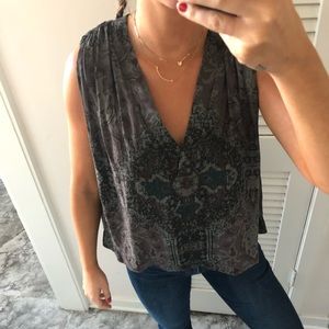 Free People printed silky blouse